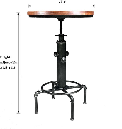 Topower Industrial Bar Table 31.5-41.3" Adjustable Pub Table Kitchen Dining Coffee Bistro Table Silver