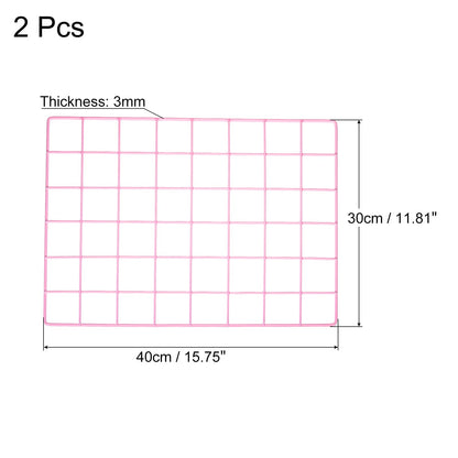 PATIKIL 16"x12" Wire Grid Panel, 2 Pack Wall Grid Decorative Panels Board Photo Pictures Display Decor Hanging Organizer for Home Office, Pink
