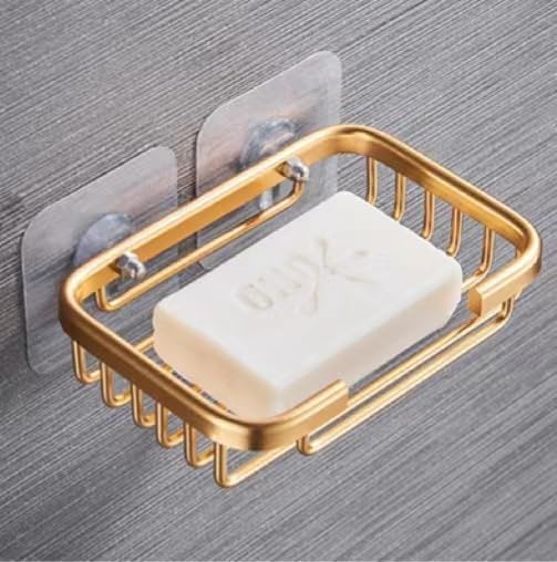 Gold Bar Soap Holder for Shower Wall,Stainless Steel Adhesive Soap Dish for Bathroom,Drill Free Soap Holder Storage Rack Soap Dishes Holders and