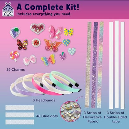 PURPLE LADYBUG Glamour Headband Making Kit for Girls - DIY Hair Accessories & Hair Bands - Craft Kits for Kids - 5 Year Old Girls Gifts, Girl Birthday Presents for Ages 5-10, Summer Crafts Activity
