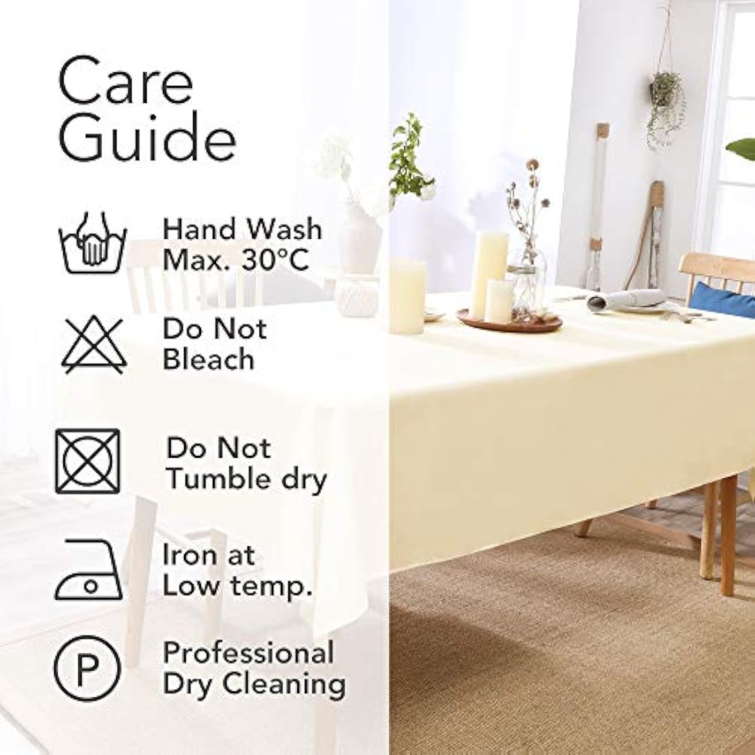 Deconovo Home Decorative Oxford Fabric Water Resistant Tablecloths Rectangular Tablecloth Wipe Clean Table Cloth for Garden Table 59x79in(150x200cm)