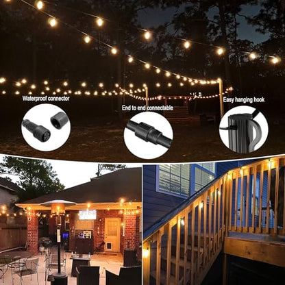 Skeerei 30M Festoon Lights Outdoor Mains Powered Led Garden Lights String with Vintage 52pcs 2700K Warm White for Pegola, Patio, Gazebo, Backyard,Terrace, Party,Wedding [Energy Class G]