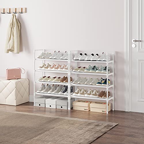 AcornFort S-528 10 Tiers White Adjustable Shoe Storage Tall Shoe Rack Organiser Shelf Hold Stand for 30 Pairs Shoe, 56 x 30 x 170cm Silver, Sturdy