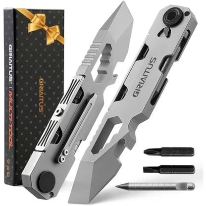 Gifts for Men Camping Essentials 10IN1 Multi Tool EDC Pry Bar Camping Accessories with Bi-Directional Ratchet Screwdriver Everlasting Pen Wrenches Crowbar Bottle Openers Christmas Gifts