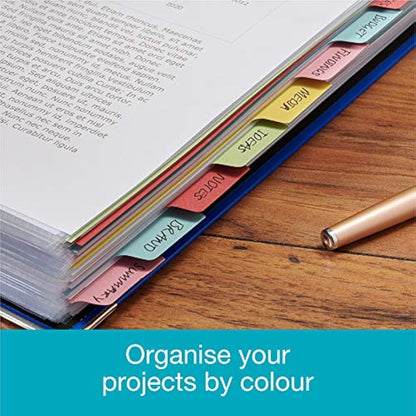 Elba A4+ (Extra Wide), 10 Part Card Dividers, Assorted, 10 Sets