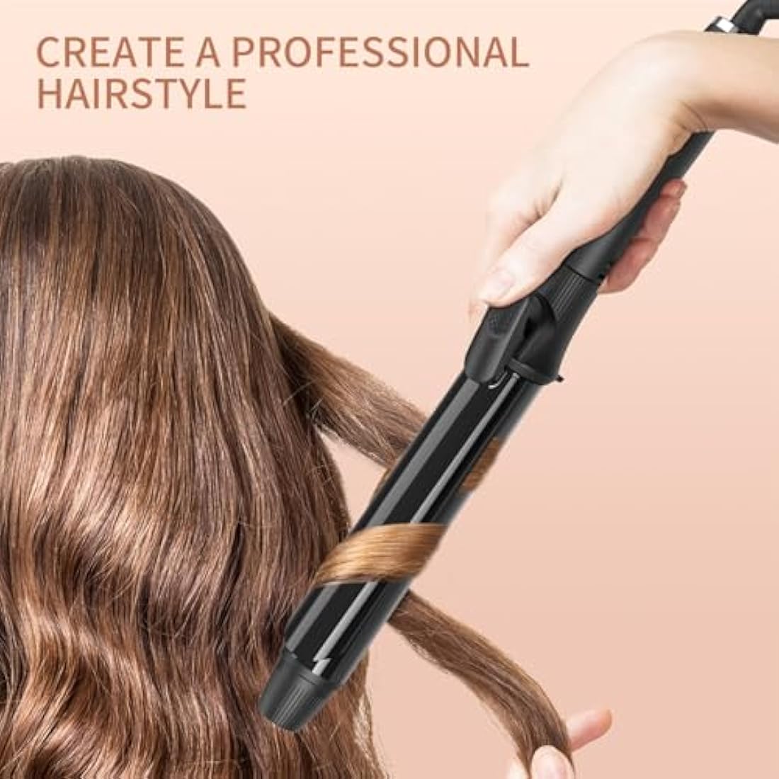 K&K Hair Curling Wand, 25mm Ceramic Titanium Barrel, Digital Display, 50-230°C, 60 Min Auto Shut Off (25mm)