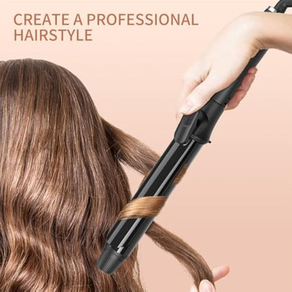 K&K Hair Curling Wand, 25mm Ceramic Titanium Barrel, Digital Display, 50-230°C, 60 Min Auto Shut Off (25mm)