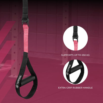 THYSOL Suspension Trainer Pro Xtreme Straps | Sling Trainer Set with Adjustable Door Anchor | Fitness Home Workouts - Suitable for Travelling & for