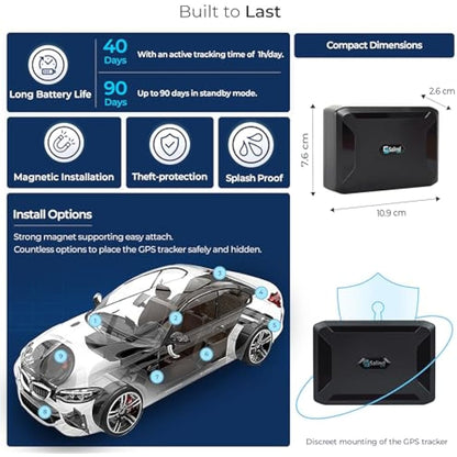 SALIND 11 2G - Magnetic GPS Tracker for Cars, Other Vehicles and Business - UK & Worldwide Real Time Tracking, Safe Area, Route Memory System and Alarms - Battery up to 90 Days (standby)