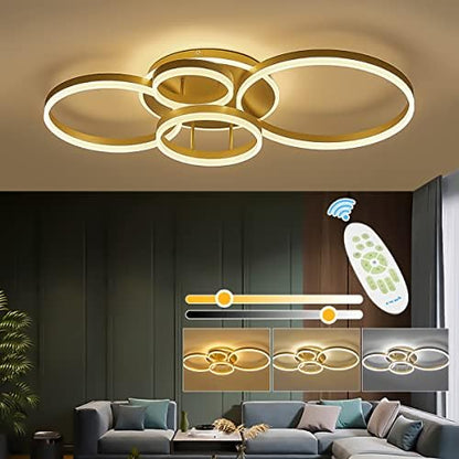XEMQENER LED Ceiling Light, 77W Dimmable Chandeliers with Color & Brightness Adjustable, Modern LED Ceiling Lamp with Remote & Memory Function for Living Room, Bedroom, Kitchen, Hallway, Office
