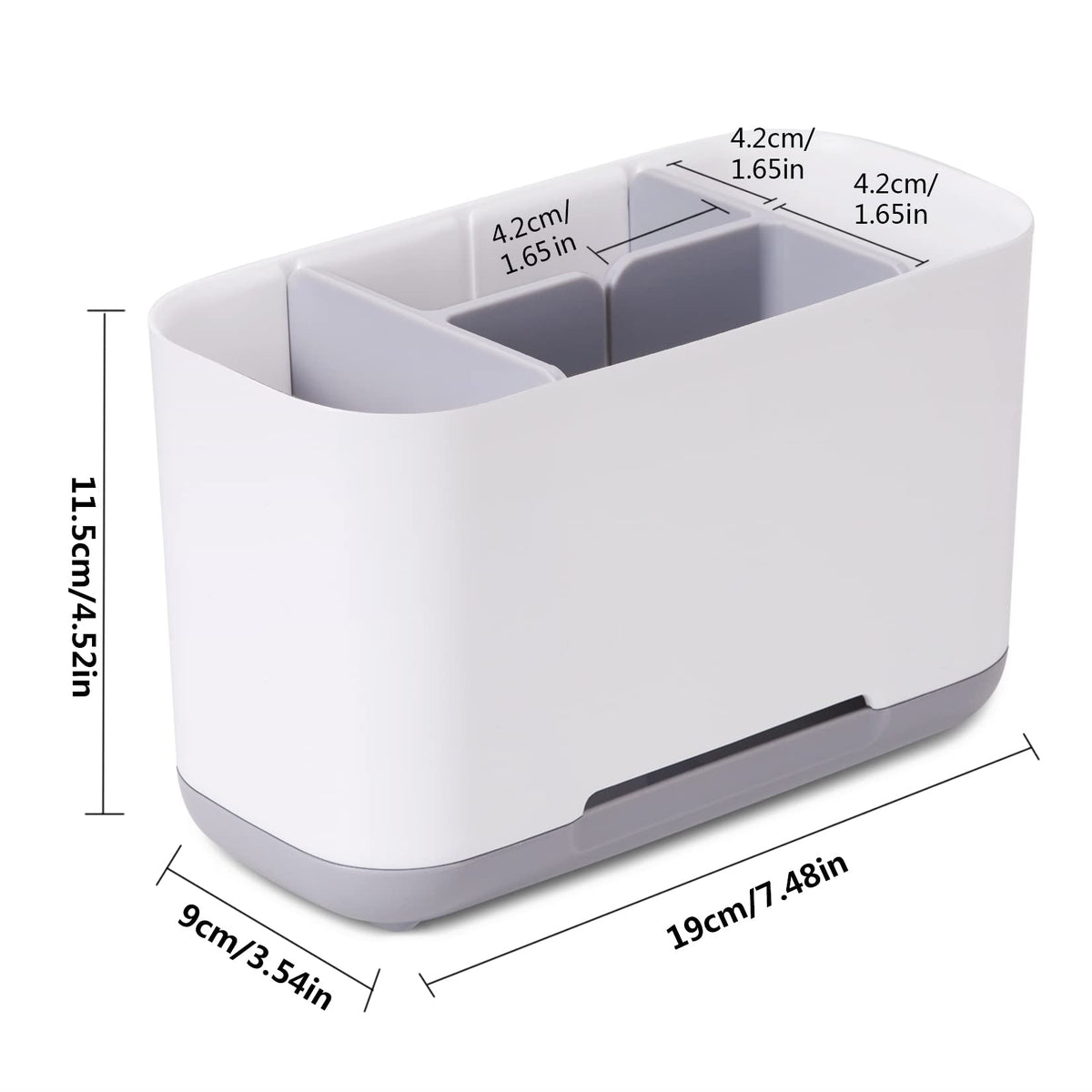 Toothbrush Holder & Organizer, Electric Toothbrush Stand with Tumbler, Non-Slip Base, Drainage Hole, for Bathroom Sink Worktop