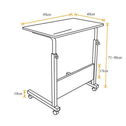 sogesfurniture Height-adjustable laptop table, computer desk with tablet slot, 80 x 40 cm, PC table, sofa table, care table, side table with wheels