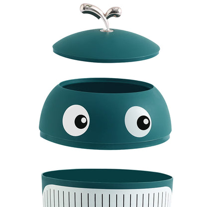 Jauhmui Cute Mini Desktop Waste Paper Bin with Lid, Plastic Whale Waste Basket, Small Table Waste Bin, Office Table Bin