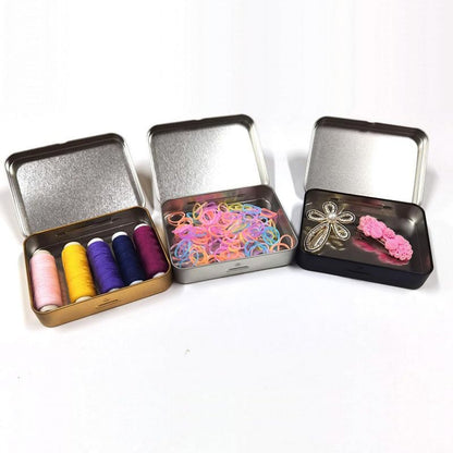 Leliafleury Pink Hinged Tin Box 10.8 * 7.6 * 1.77cm Rectangular Tins Container Metal Empty Storage Tins For Small Items Home Supplies