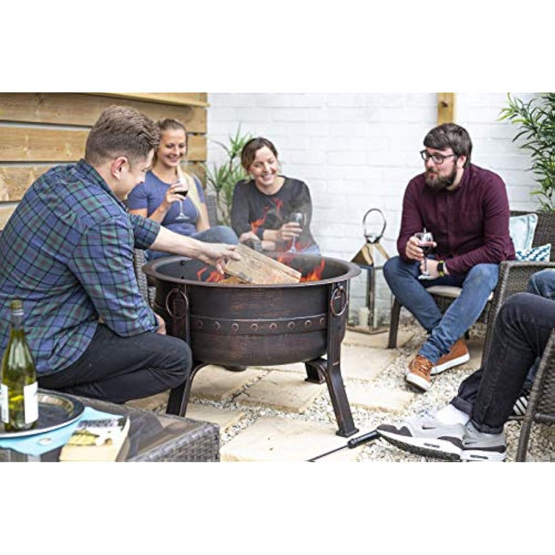 La Hacienda 58528 Brava Large Deep Bowl Firepit, Bronze Effect