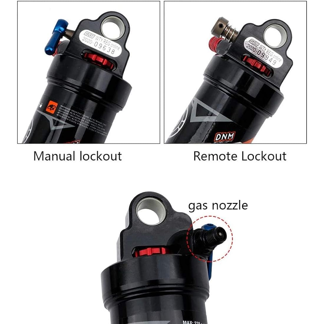 splumzer Mountain Bike Shocks Absorber Air Rear Shock - Rebound/Lock Out/Air Pressure Adjustable (200MM, Remote Lockout)