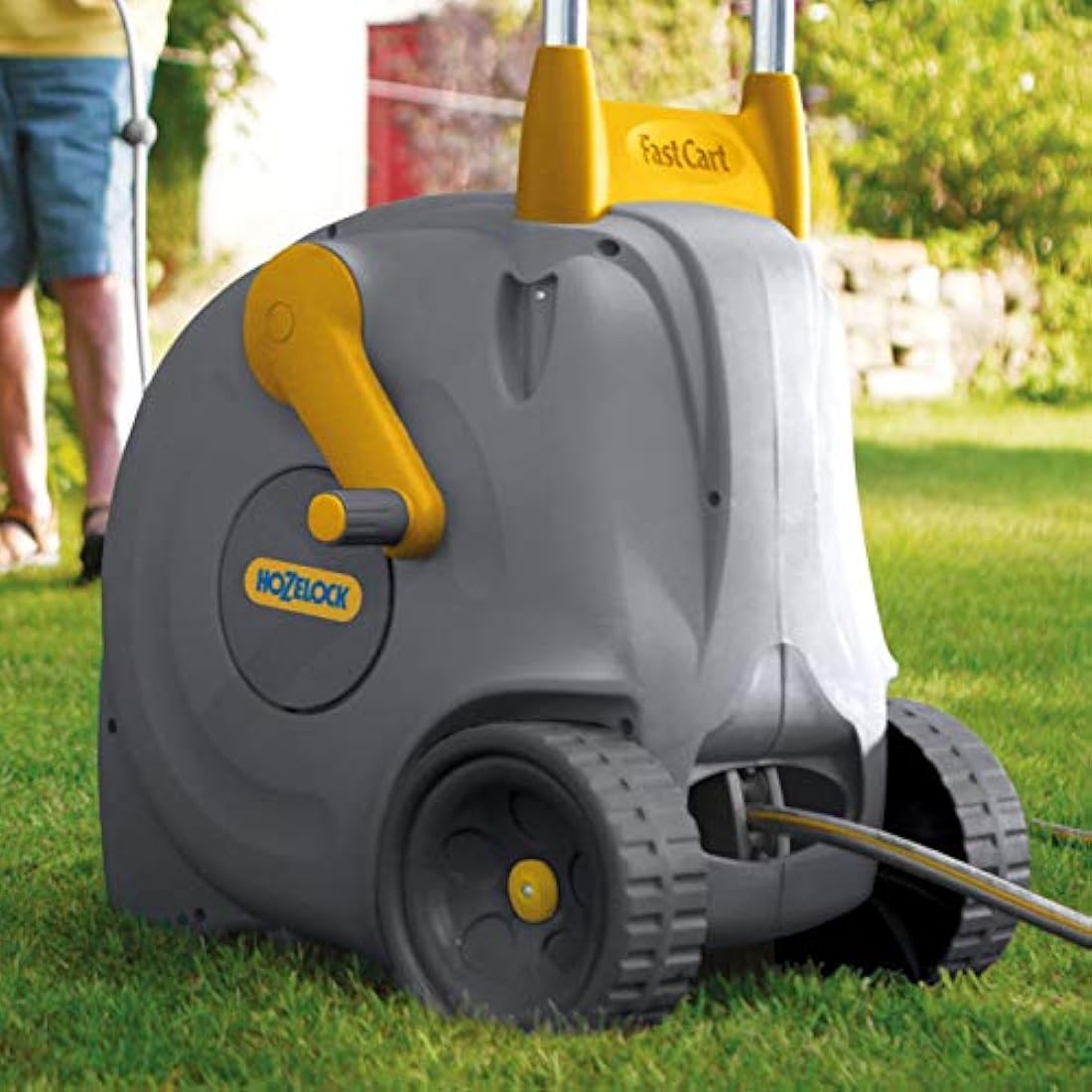 HOZELOCK - Fast Reel Cart 40m : Reel on Wheels 40m + 2m (Feeder Hose), Ergonomic Streamlined Cart, Easy and Extremely Practical to Use, [2450R0000], Yellow