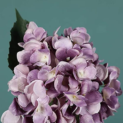 Kisflower 6Pcs Silk Hydrangea Artificial Flowers Realistic Hydrangea Flowers Bouquet for Wedding Party Office Home Decor (Purple)