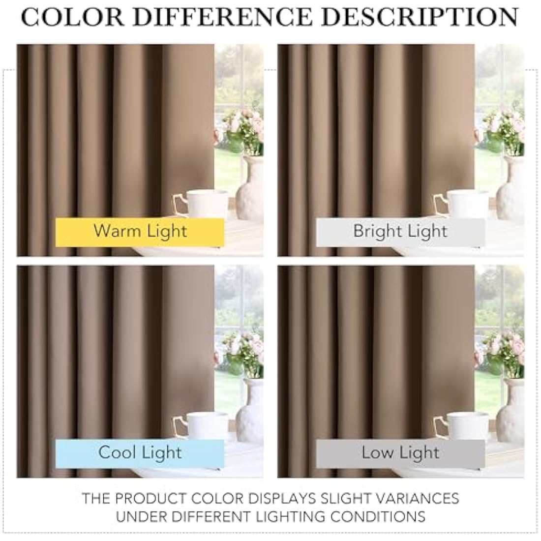 PONY DANCE Blackout Bedroom Curtains with Eyelet - Mocha 54 Inch Drop Thermal Curtains for Small Bay Window Light Blocking Short Privacy Drapes for Basement, Width 52 x Depth 54, 2 Panels