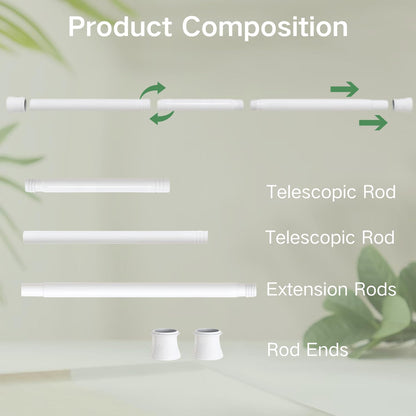 Telescopic Spring Tension Rod Extendable Curtain Rod No Drilling Extendable Window Tension Rod Adjustable Curtain Pole No Screws for