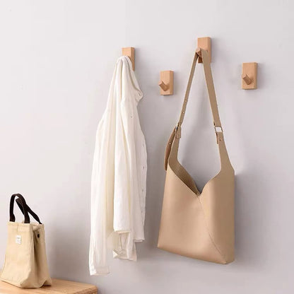 HomeDo 4Pack Wall Hooks Hat Rack, Wooden Coat Hooks Wall Mounted, Decorative Hooks Single Organizer Hat Hanger Towel Rack, Heavy Duty Hooks