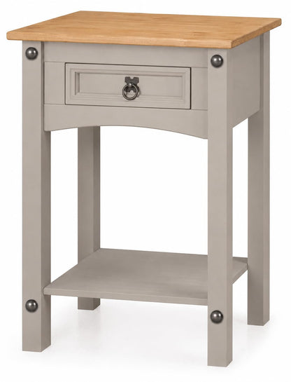 Corona Console Table Pine Grey Wax 1 Drawer Solid Wood Side Table W 53 x D 35 x H 73cm