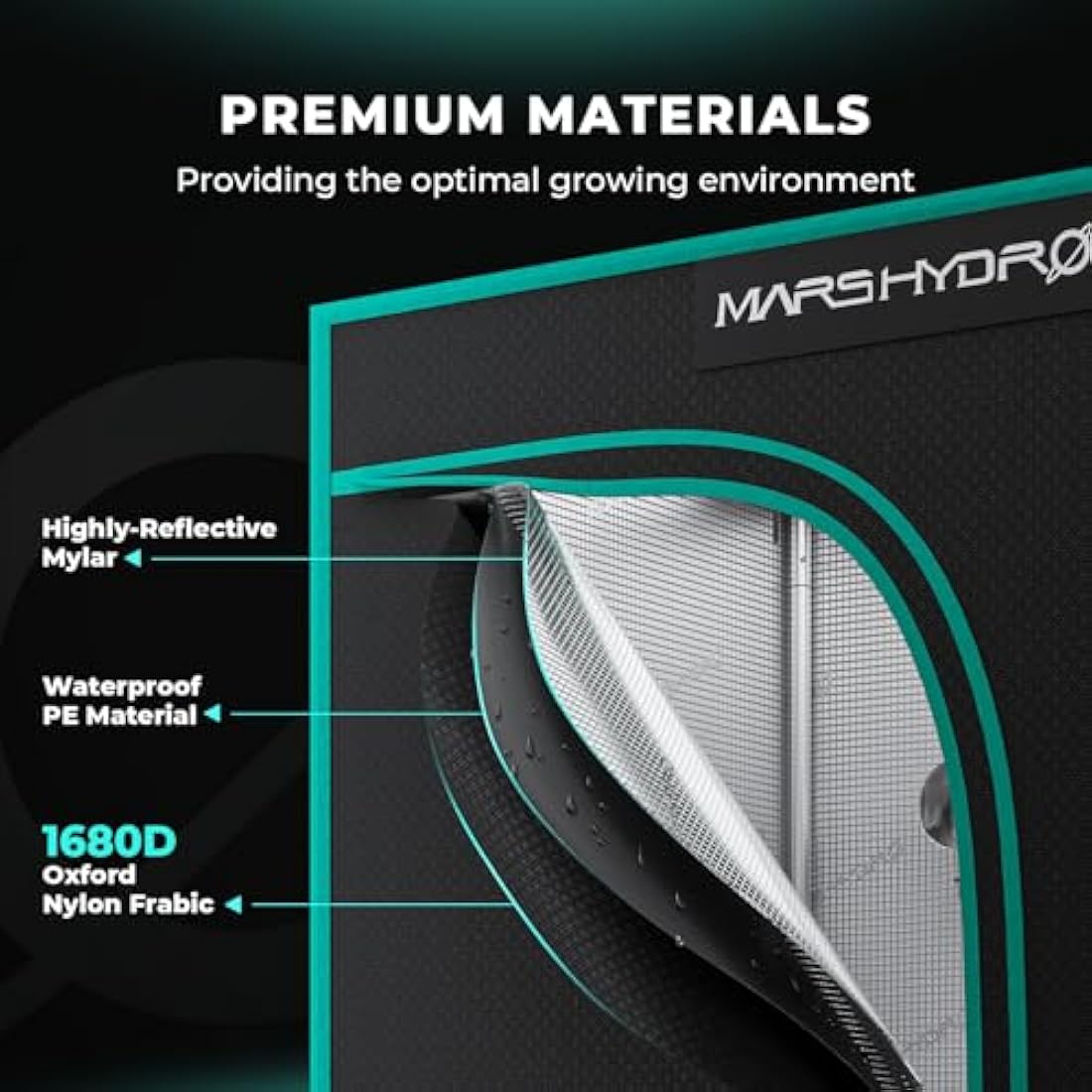 MARS HYDRO 3.3’x3.3′ Grow Tent 39"X39"X71" 1680D Canvas 100% Reflective Mylar Grow Tents for Indoor Hydroponic Plant Growing Room for TS1000/MH-E3000