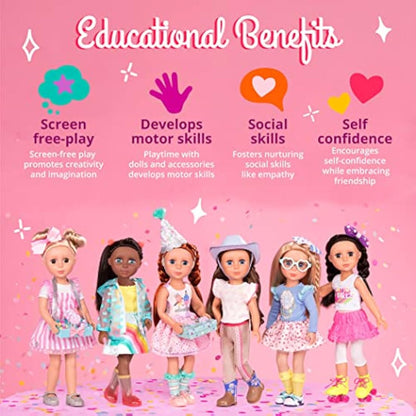 Glitter Girls – 14-Inch Poseable Doll & Purple Convertible Car – Rolling Wheels, Opening Doors, Trunk & Interior Storage – Toys, Clothes, and Accessories for 3+ Years - Candice & Car