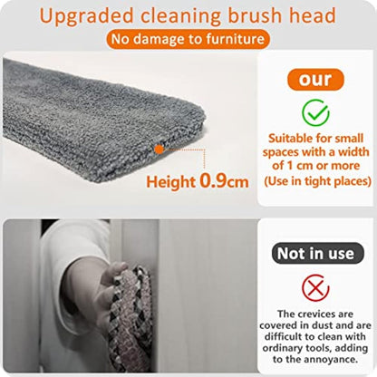 Feather duster 5PCS kit with 30-100 inch telescopic extension pole, detachable bendable and reusable gap hand crevice brush for cleaning dust cobwebs on high ceiling fans lights blinds cars furniture