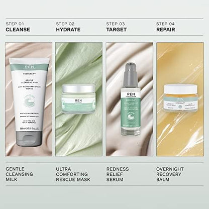 REN Clean Skincare Evercalm™ Overnight Recovery Balm | Intensively Nourishes Skin Barrier to Hydrate & Soothe during Sleep | Calms Red or Irritated Skin | Cruelty Free | Step 4: Recover