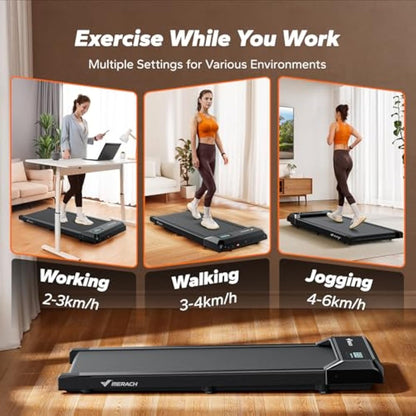 MERACH Walking Pad, Under Desk Treadmill, Portable Mini Treadmills for Home, Seamless One-Piece Molding Design, 265LBS Walkpad with Remote Control, APP, LED Display