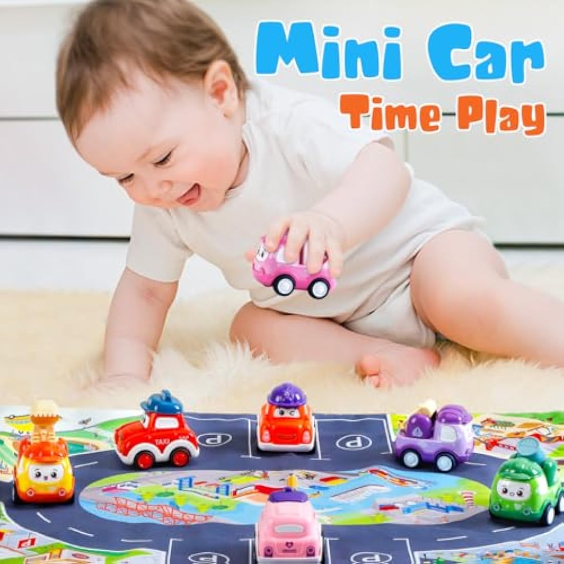 LULULIA Toys for 1 Year Old Boys Gifts, 12 Pcs Pull Back Cars Toddler Toy Cars for 1 2 Year Olds, 1st Birthday Gifts for Boys Girls, Christmas Baby Gifts Boy Toys Age 1