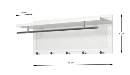 HAKU wardrobe, chrome, white, metal - Dim.: W 75 x D 26 x H 30 cm, Style: Modern
