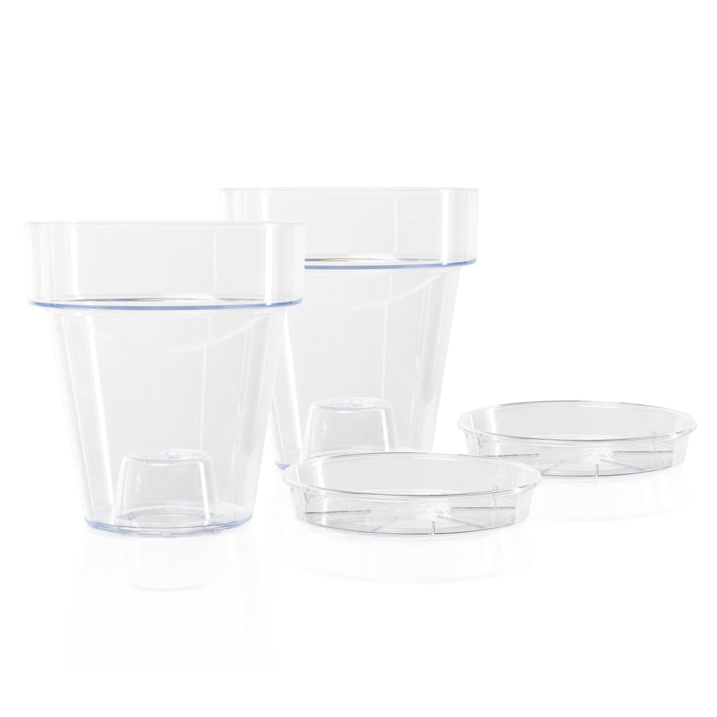 Kalapanta Transparent Plastic Pot for Orchids, with Drainage Holes and Saucer (2, ? 16 cm)