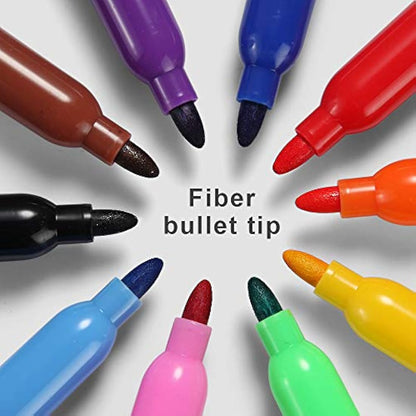 Volcanics Whiteboard Pens Low Odor Fine Whiteboard Markers Dry Wipe Pens Thin Box of 30, 10 Colours