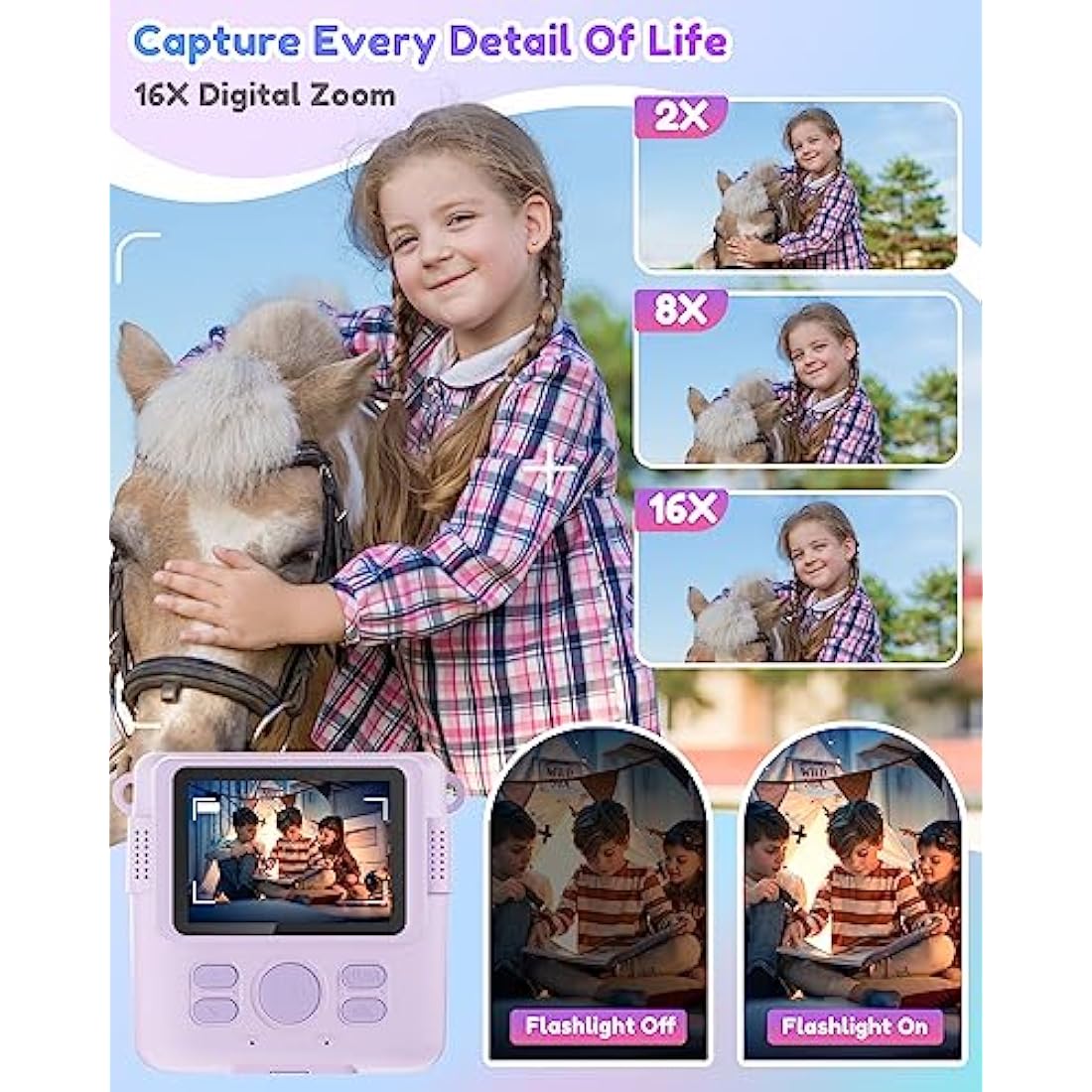 YORKOO Kids Camera for Girls Boys, Instant Camera for Kids with Print Photo Paper, 1080P HD Digital Camera Toy, Birthday Gifts for 3 4 5 6 7 8 9 10 Years Old Girl, Video Recorder, 32GB SD Card