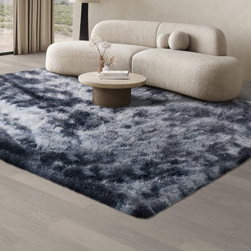 JOJOSEE Rugs Living Room, 160 x 230 cm Grey Area Rug, Anti Slip Soft Fluffy Shaggy Extra Large Floor Carpets Mat for Bedroom, Nursery Bedside (Dark