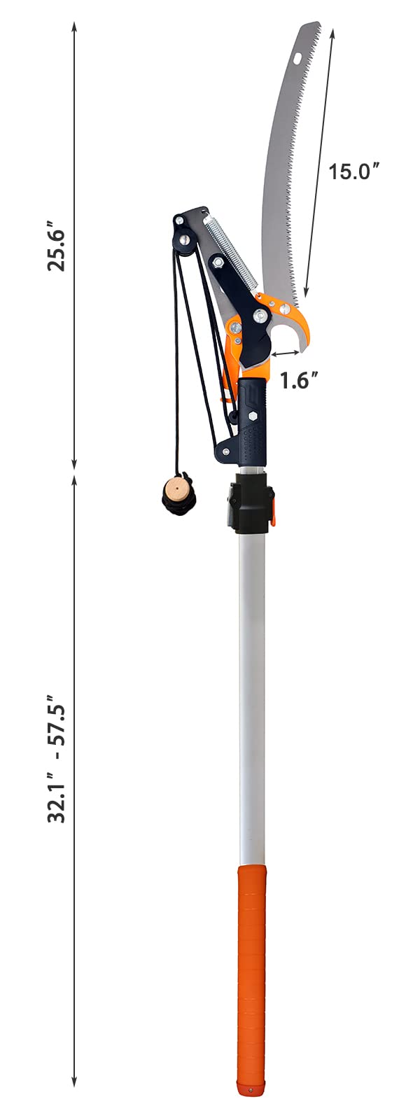 GARCARE Pole Saws for Tree Trimming, Loppers and Pole Saw 2 in 1, Lightweight Telescoping Tree Pruner with 35mm Cutting Capacity, Adjustable Length