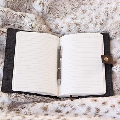 CASE ELEGANCE Full Grain Premium Leather Refillable Journal Cover with A5 Lined Notebook, Pen Loop, Card Slots, Brass Snap