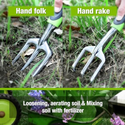 WORKPRO 5 Pcs Gardening Tools Cast Aluminum Garden Set with Fork, Weeder, Claw, Trower, Soil Shovel for Gardener