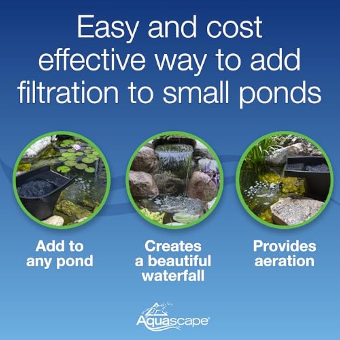 Aquascape Pond Filter and Waterfall Spillway, Efficient Mechanical and Biological Filtration, Compact | 77020,Black