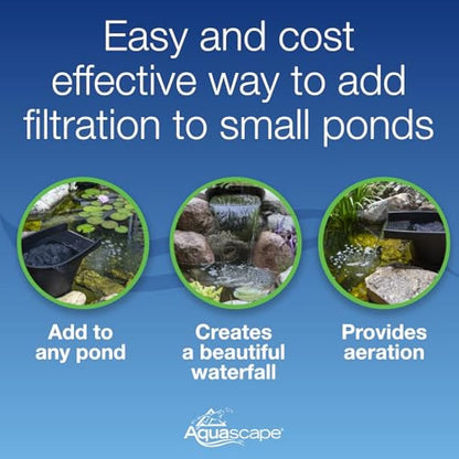 Aquascape Pond Filter and Waterfall Spillway, Efficient Mechanical and Biological Filtration, Compact | 77020,Black