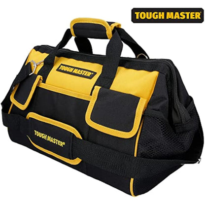 Tool Bag 16" Inch Heavy Duty Large Nylon Smart Tool Storage Bag Organiser 8 Outer & 19 Inner Side Pockets with Removeable/Adjustable Shoulder Strap TOUGH MASTER