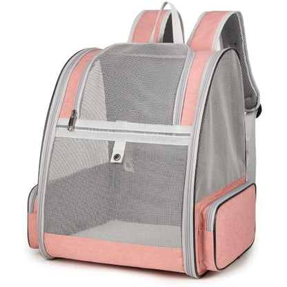 Pet Carrier Travel Backpack for Cats Small Dogs 7.5kg, Large Mesh Portable Transport Bag Breathable Transparent, Airline Approved Rucksack Tree Side Entry, Spacious Foldable for Outdoor and Daily Use