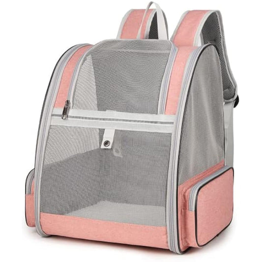 Pet Carrier Travel Backpack for Cats Small Dogs 7.5kg, Large Mesh Portable Transport Bag Breathable Transparent, Airline Approved Rucksack Tree Side Entry, Spacious Foldable for Outdoor and Daily Use