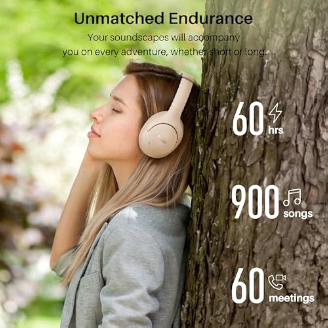 TOZO HT2 Hybrid Active Noise Cancelling Wireless Headphones, 60H Playtime Lossless Audio Over Ear Bluetooth Headphones, Hi-Res Audio Deep Bass Foldable Lightweight Headset for Workout