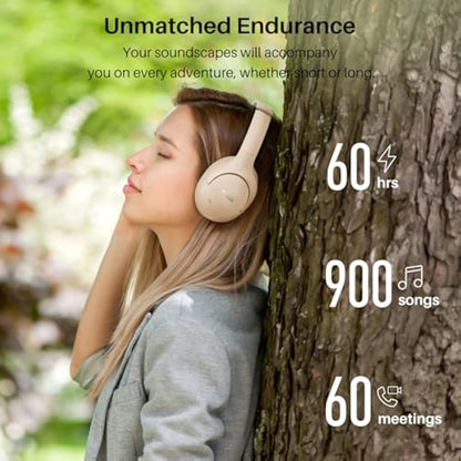 TOZO HT2 Hybrid Active Noise Cancelling Wireless Headphones, 60H Playtime Lossless Audio Over Ear Bluetooth Headphones, Hi-Res Audio Deep Bass Foldable Lightweight Headset for Workout