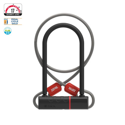 Zefal 4947B K-Traz U17 & Cable Extension U-Lock, Black, 115 x 230mm/120cm