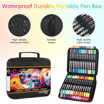 Sanyetral 60 Colors Acrylic Paint Pens-Based Acrylic Paint Markers for Wood,Canvas,Rock Painting,Glass,Ceramic,Stone Surfaces,DIY Crafts Making
