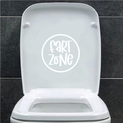 Fart Zone Cute Stickers - Bathroom Décor - Toilet Sticker - Waterproof, Toilet Lid Decal - Bathroom Wall Art - Funny Car Decal (White)